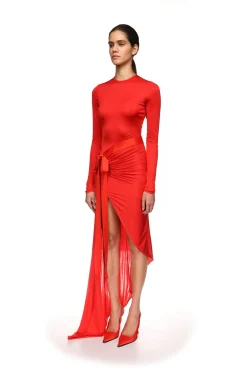 ASYMMETRIC DRESS WITH SATIN BOW