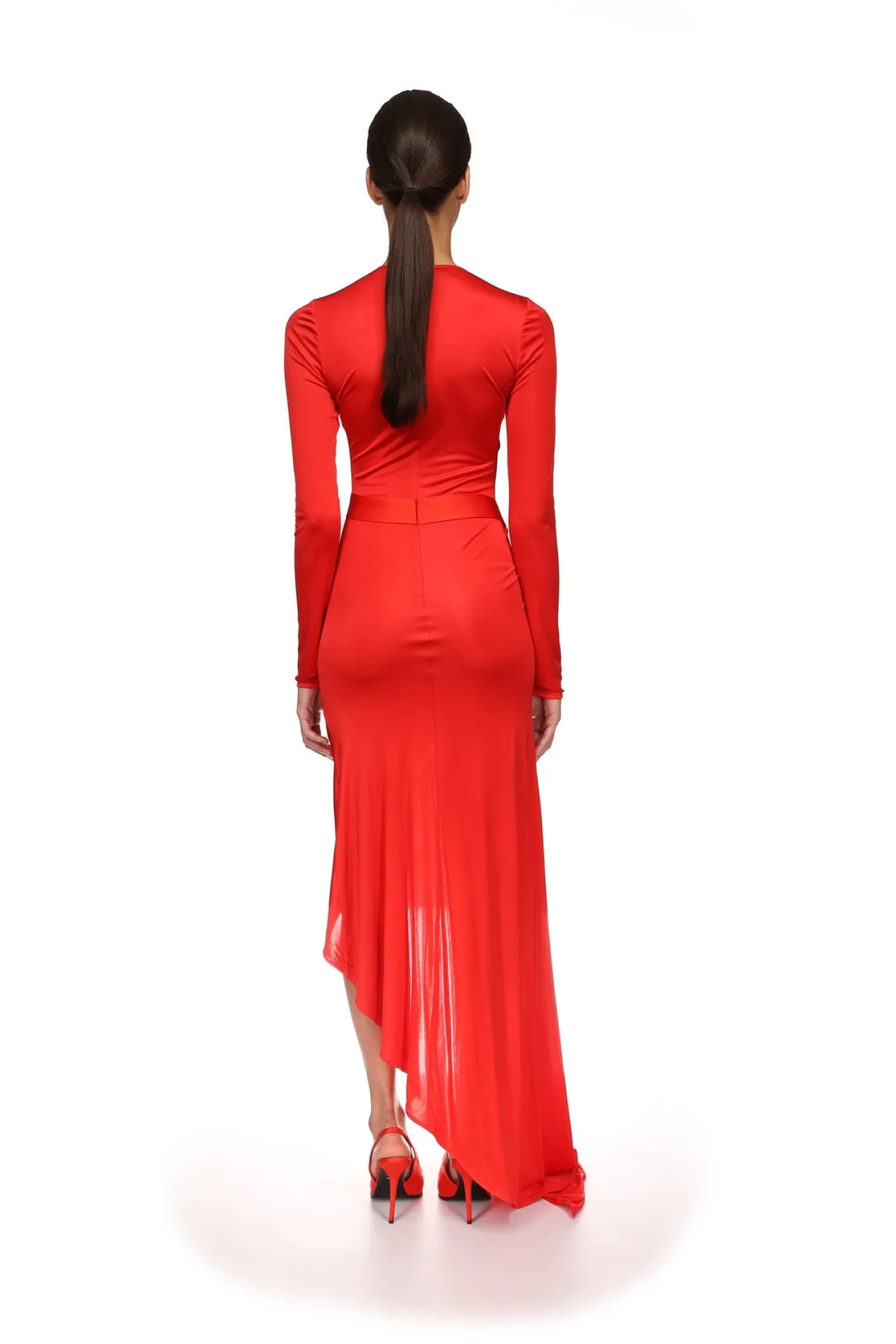 ASYMMETRIC DRESS WITH SATIN BOW