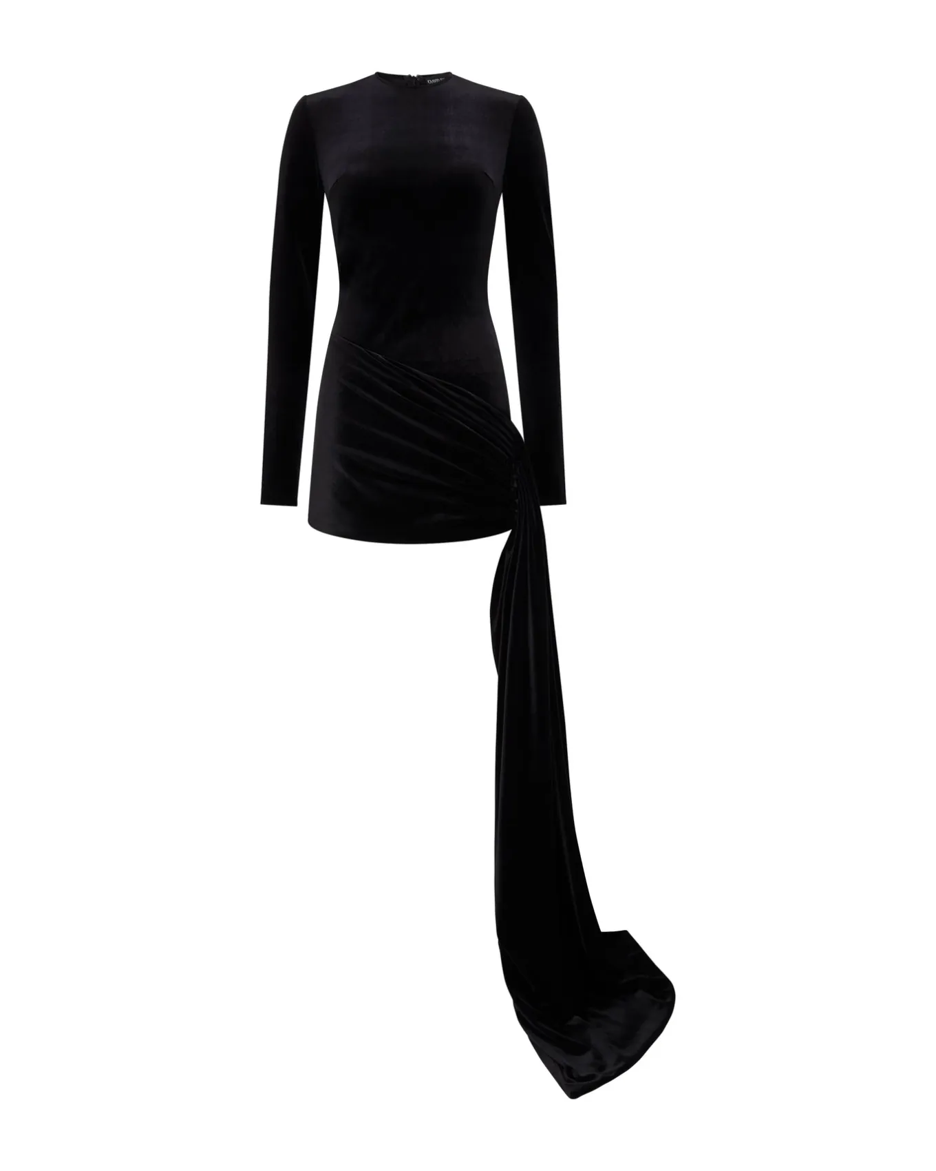 ASYMMETRIC HEM VELVET MINI DRESS