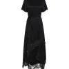 ASYMMETRIC LACE HEM SATIN MIDI DRESS