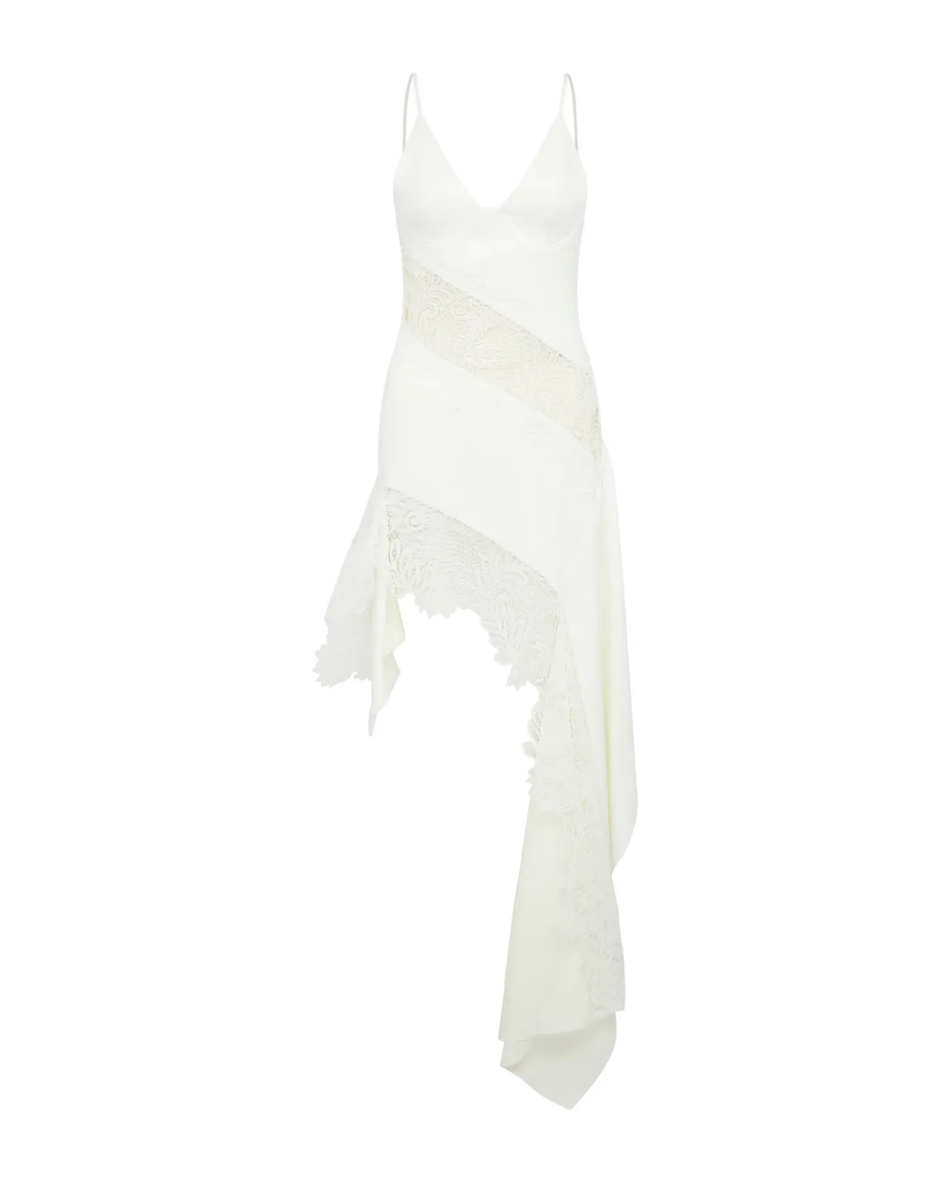 ASYMMETRIC LACE INSERT DRESS