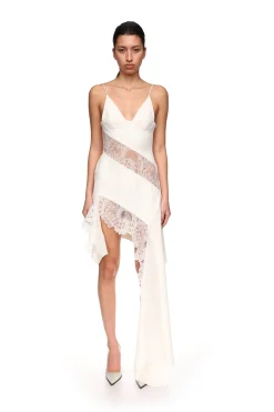 ASYMMETRIC LACE INSERT DRESS