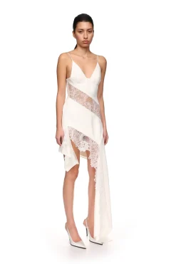 ASYMMETRIC LACE INSERT DRESS
