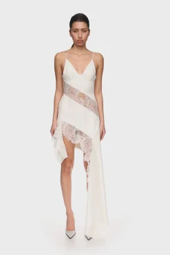 ASYMMETRIC LACE INSERT DRESS