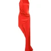 ASYMMETRIC SATIN DRAPE GOWN