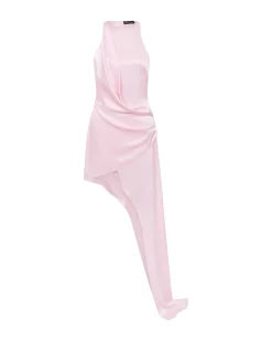 ASYMMETRIC SATIN DRAPE GOWN