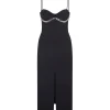 BALCONETTE BRA & CHUNKY CHAIN TRIM MIDI DRESS