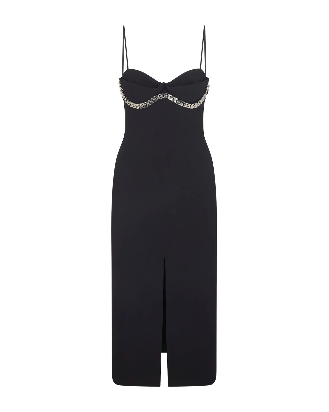 BALCONETTE BRA & CHUNKY CHAIN TRIM MIDI DRESS
