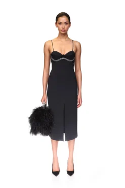 BALCONETTE BRA & CHUNKY CHAIN TRIM MIDI DRESS