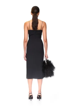 BALCONETTE BRA & CHUNKY CHAIN TRIM MIDI DRESS