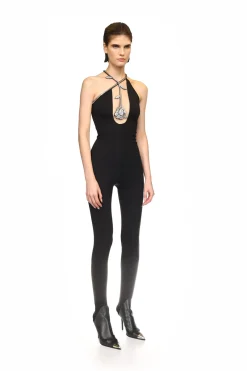 BLACK CRYSTAL ROSE JUMPSUIT