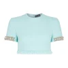 BOUCLE AND CRYSTAL CHAIN CROP TOP