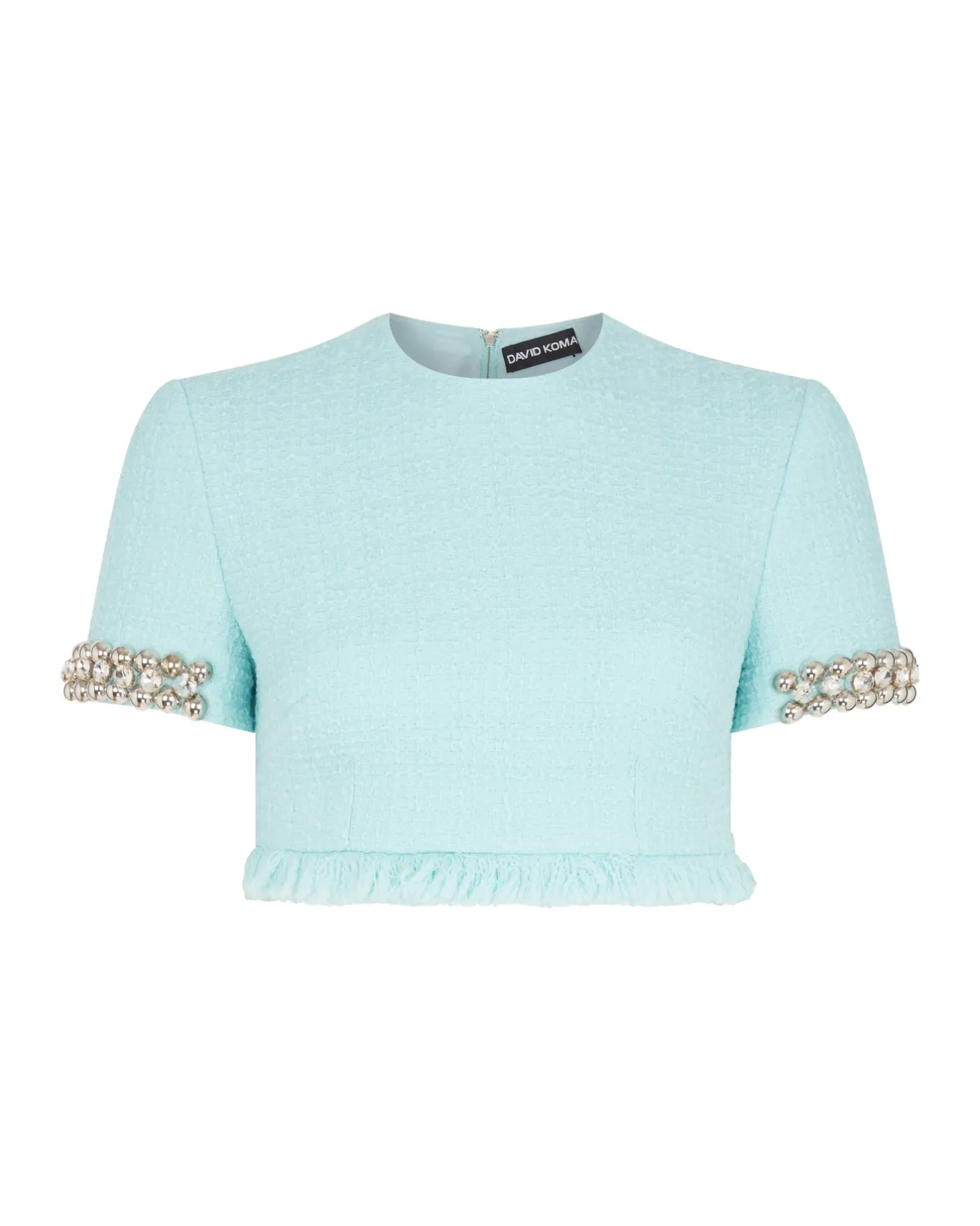 BOUCLE AND CRYSTAL CHAIN CROP TOP