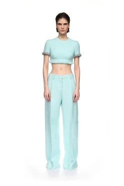 BOUCLE AND CRYSTAL CHAIN CROP TOP