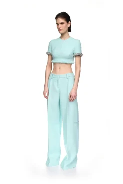 BOUCLE AND CRYSTAL CHAIN CROP TOP
