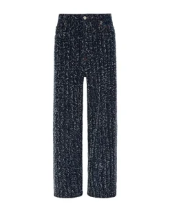 BOUCLE DENIM WIDE LEG TROUSERS
