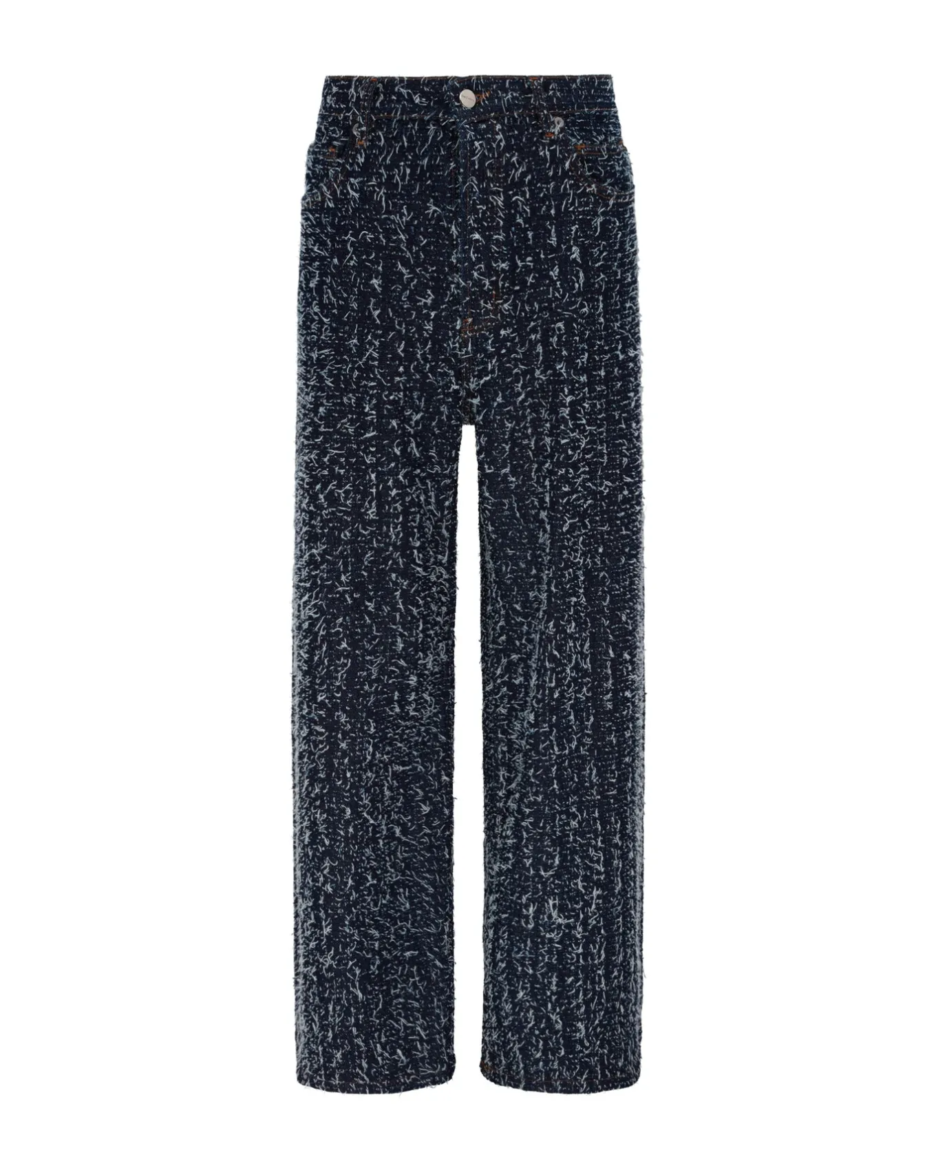 BOUCLE DENIM WIDE LEG TROUSERS