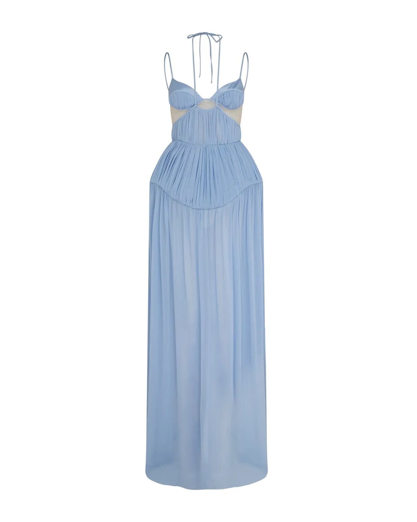 BRA DETAIL TOP AND TULLE CRINOLINE GOWN