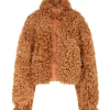 BROWN CURLY SHEARLING JACKET