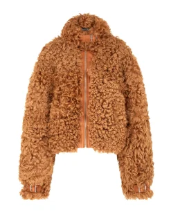 BROWN CURLY SHEARLING JACKET