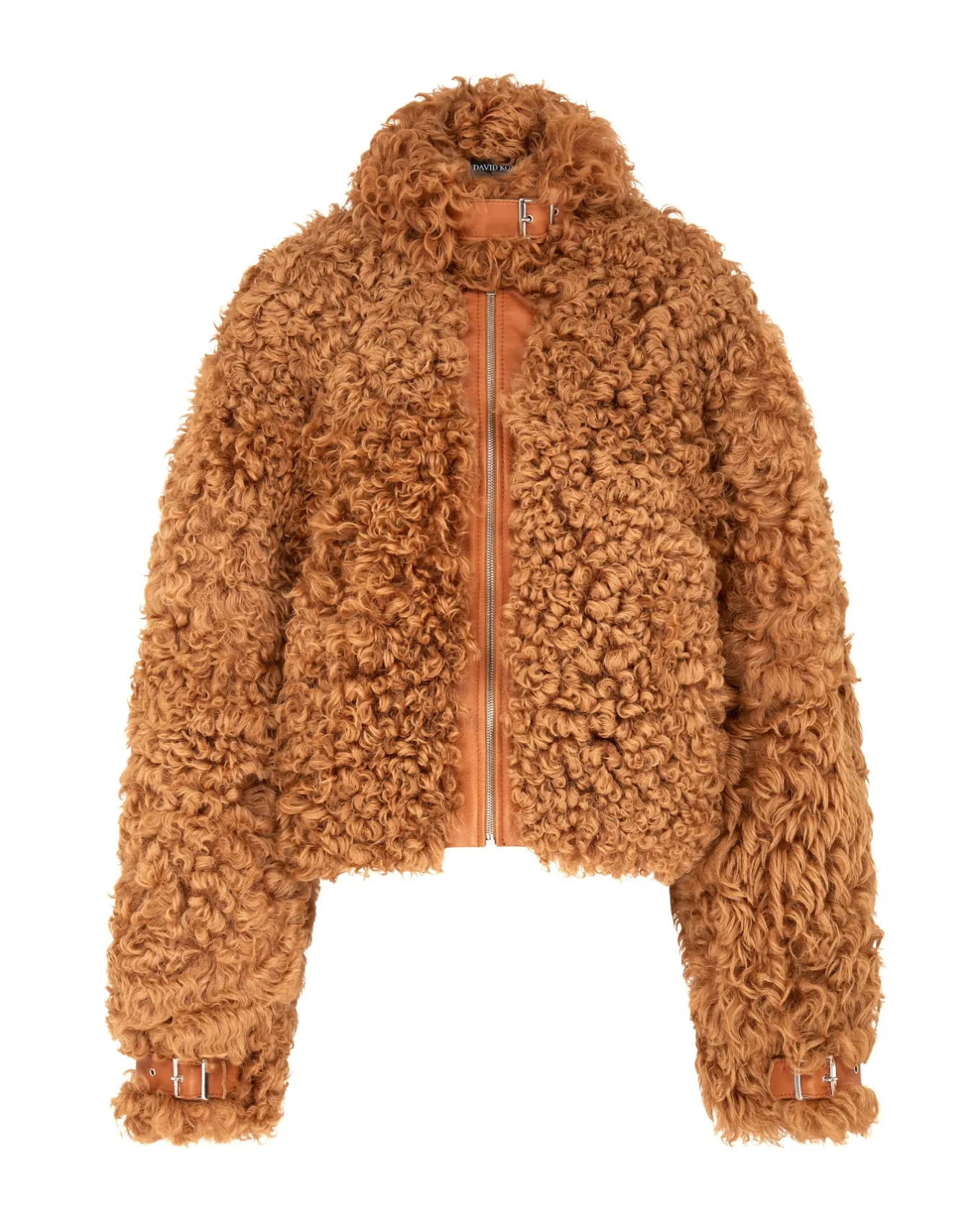 BROWN CURLY SHEARLING JACKET