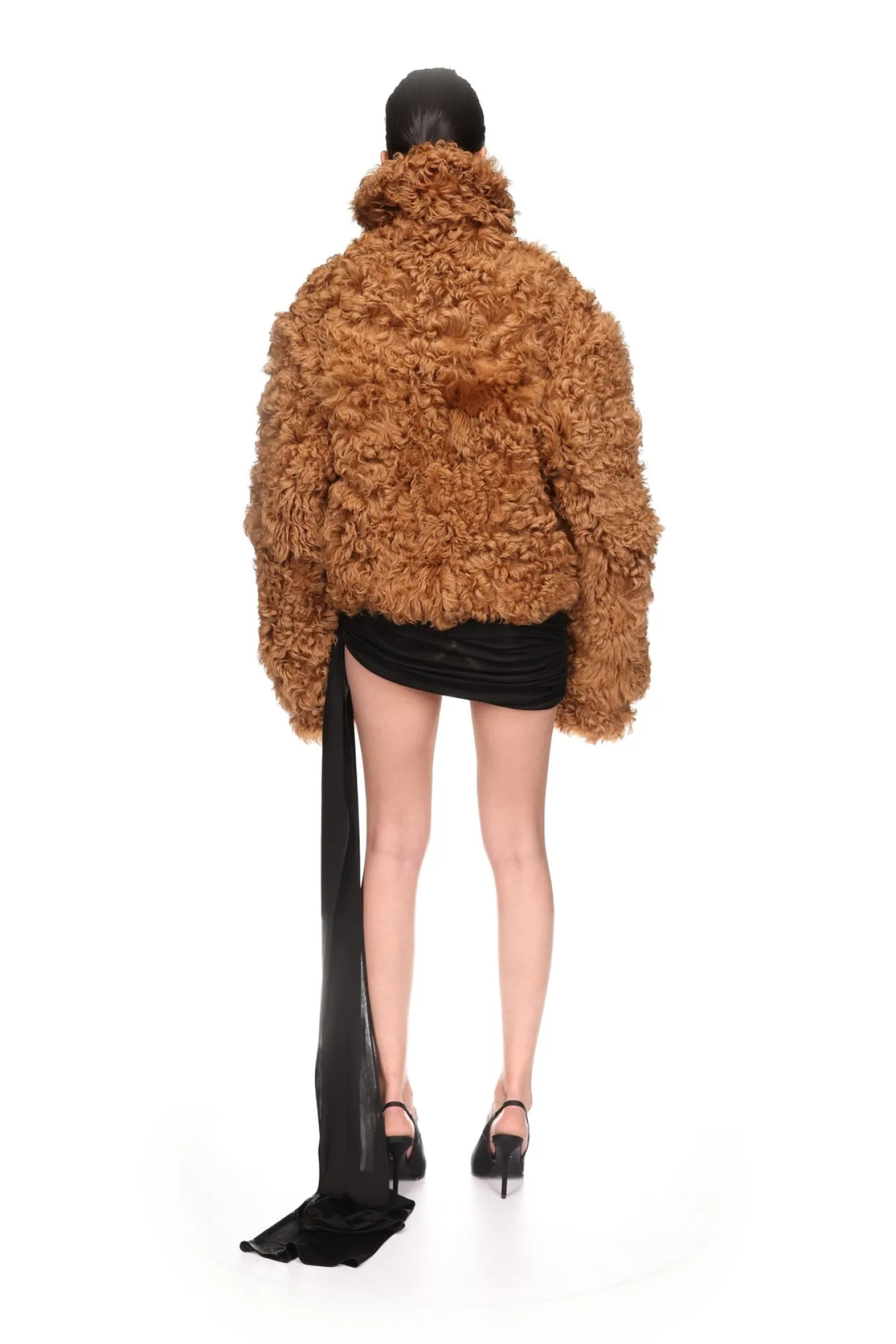 BROWN CURLY SHEARLING JACKET