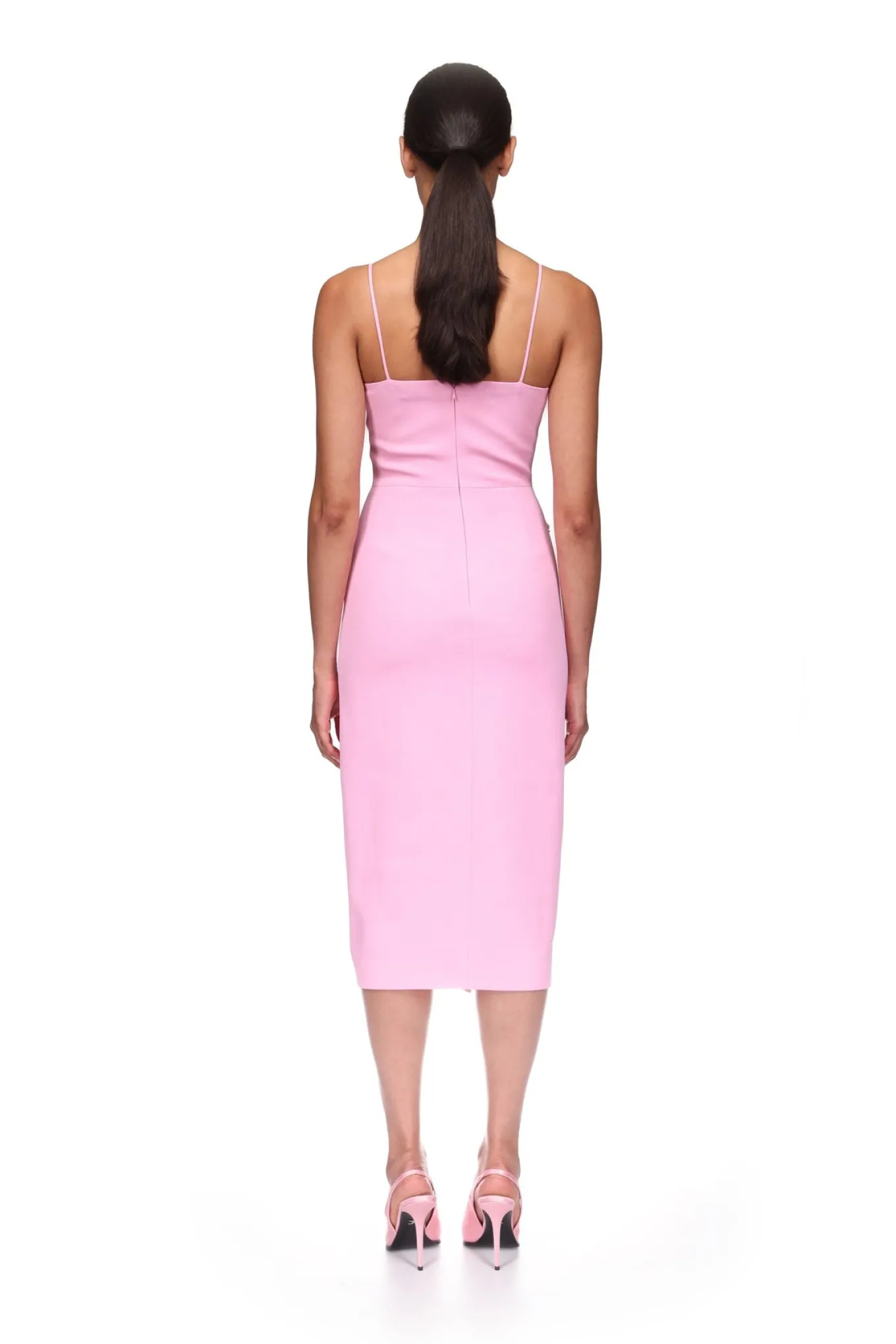 CAMI MIDI DRESS WITH CRYSTAL HUMMINGBIRD