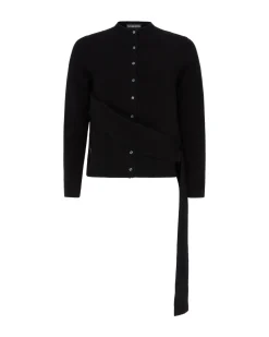 CASHMERE SASH CARDIGAN IN BLACK