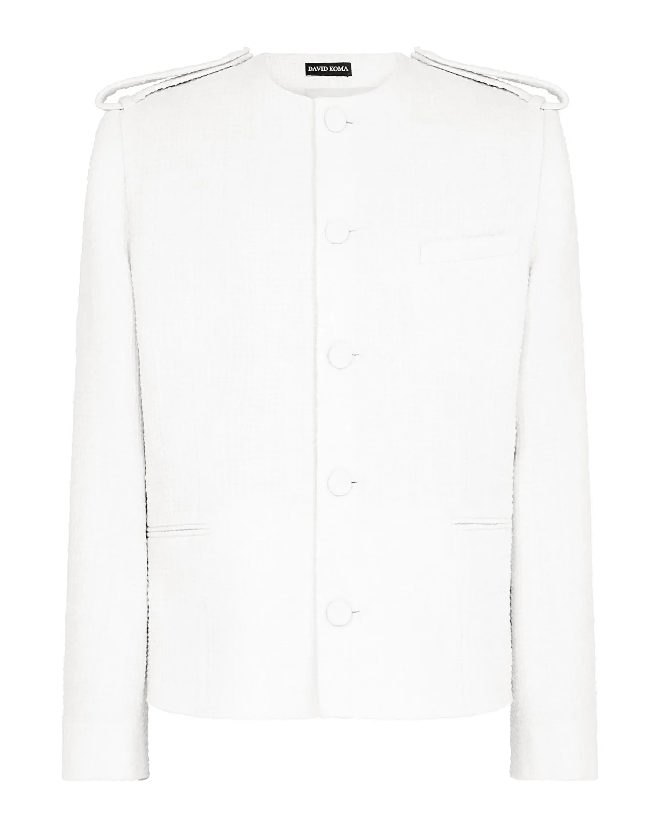 COLLARLESS BOUCLE WOOL JACKET