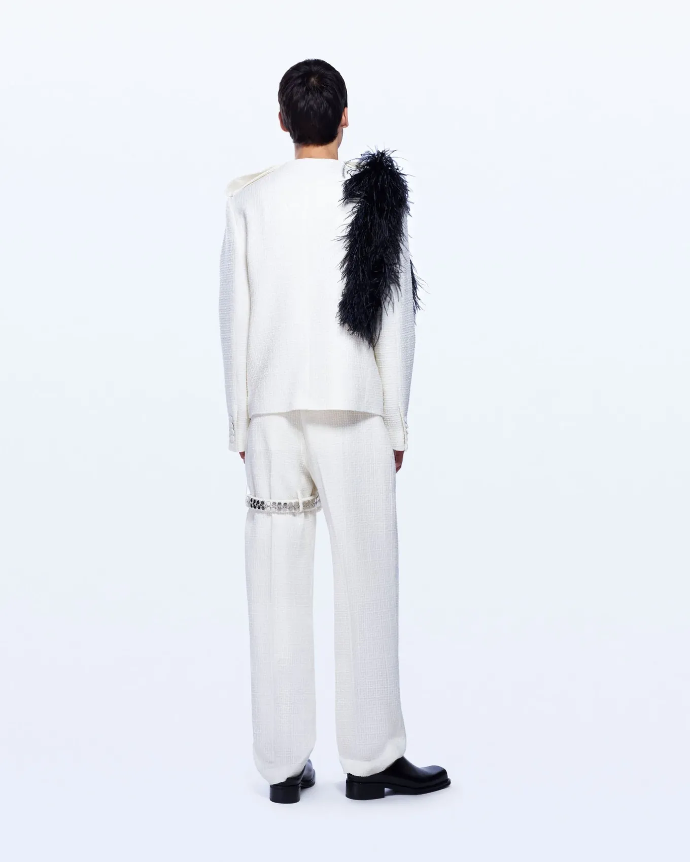 COLLARLESS BOUCLE WOOL JACKET