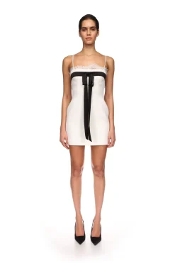 COLOUR CONTRAST BOW MINI DRESS