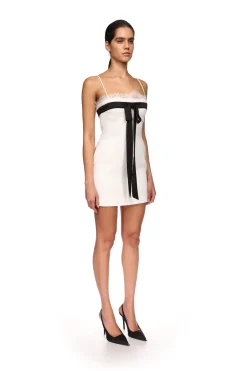COLOUR CONTRAST BOW MINI DRESS