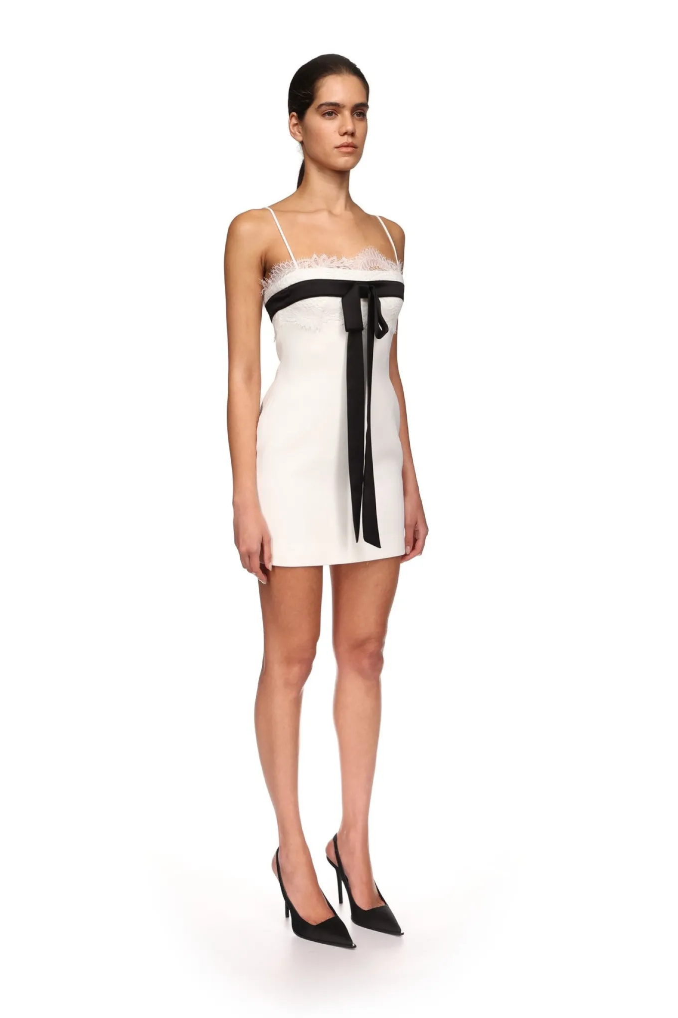 COLOUR CONTRAST BOW MINI DRESS