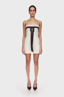 COLOUR CONTRAST BOW MINI DRESS