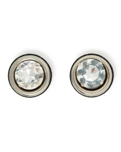 CRYSTAL AND SILVER RING EARRINGS