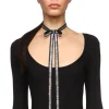 CRYSTAL BOW CHOKER IN BLACK