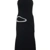CRYSTAL BUCKLE STRAPLESS MIDI DRESS
