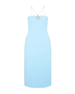 CRYSTAL CHAIN AND SWALLOW MIDI DRESS