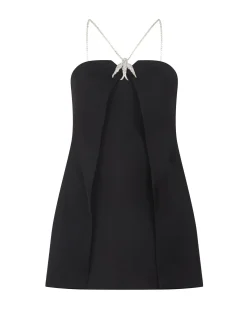 CRYSTAL CHAIN AND SWALLOW MINI DRESS