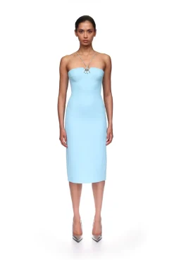 CRYSTAL CHAIN AND SWALLOW MIDI DRESS