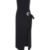 CRYSTAL CIRCLE AND SATIN BOW MIDI DRESS