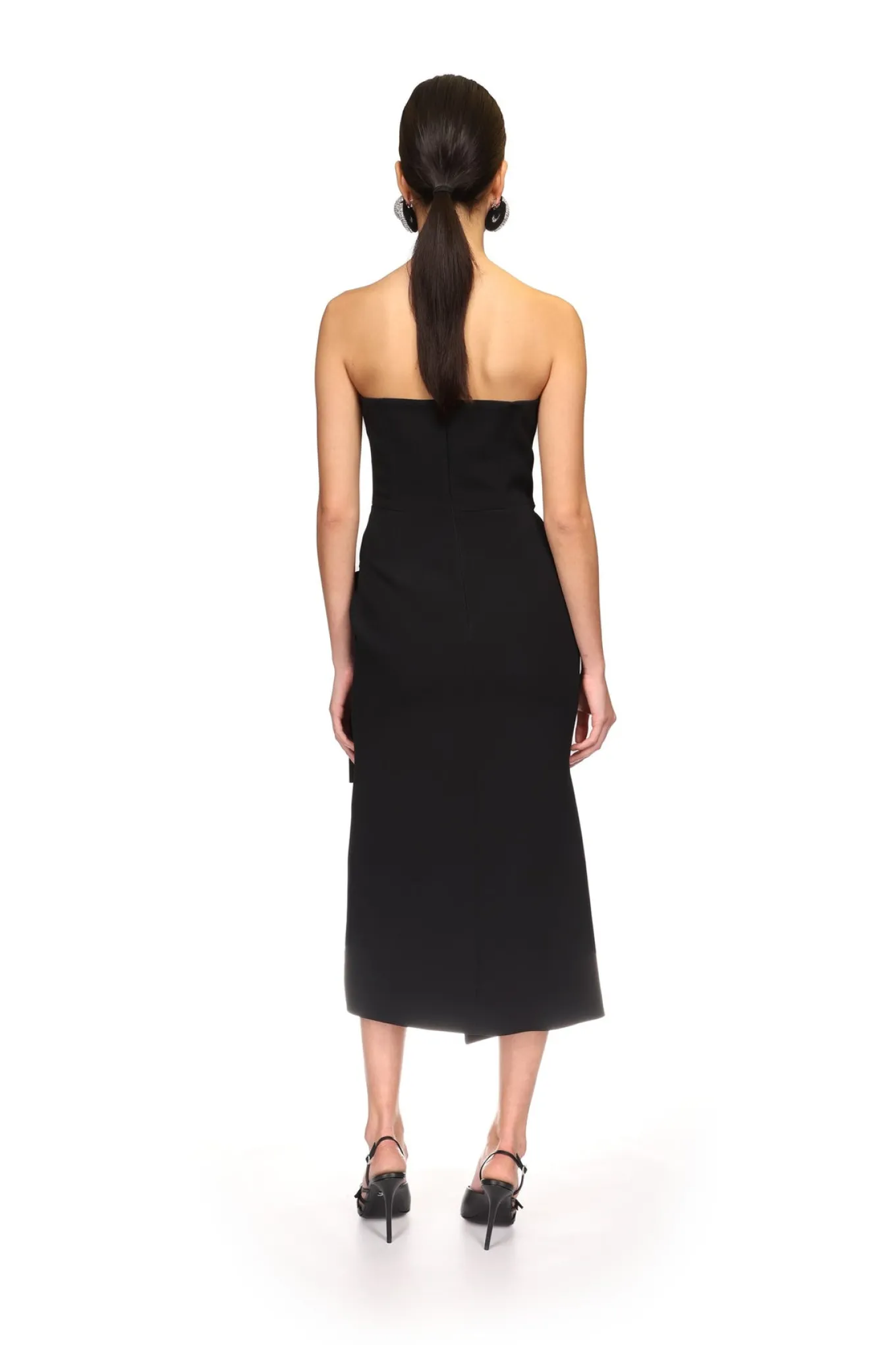 CRYSTAL CIRCLE AND SATIN BOW MIDI DRESS