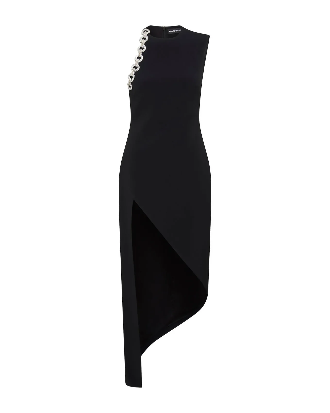 CRYSTAL CIRCLE CHAIN CHEST EMBROIDERY DRESS