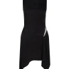 CRYSTAL CLAW DETAIL SLEEVELESS DRESS IN BLACK