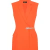 CRYSTAL CLAW DETAIL TAILORED JACKET DRESS