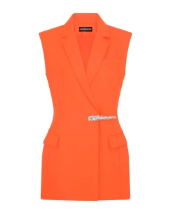 CRYSTAL CLAW DETAIL TAILORED JACKET DRESS