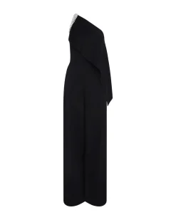 CRYSTAL CLAW EMBR DETAIL DRAPED JUMPSUIT