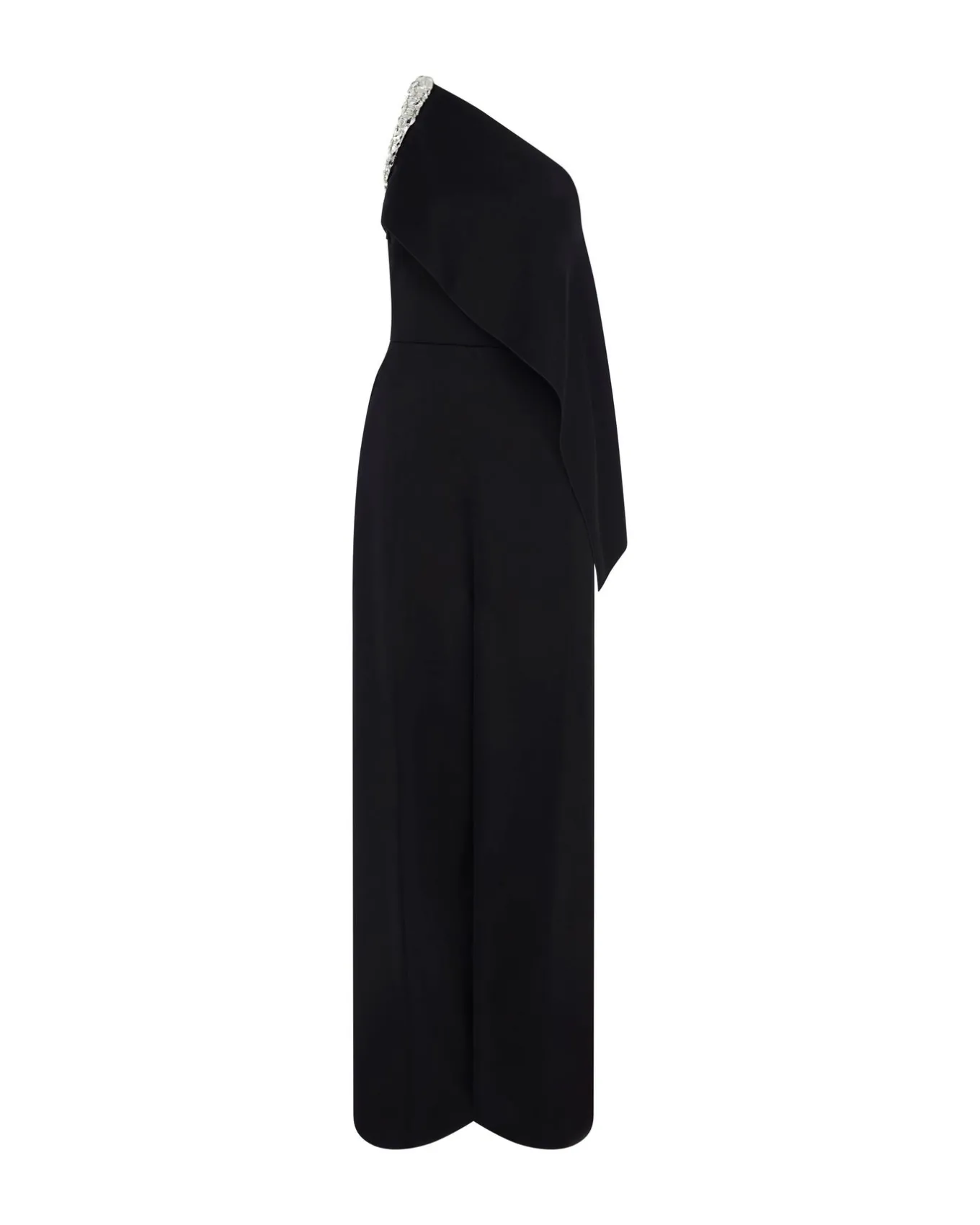 CRYSTAL CLAW EMBR DETAIL DRAPED JUMPSUIT