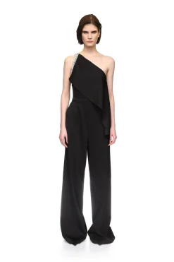 CRYSTAL CLAW EMBR DETAIL DRAPED JUMPSUIT