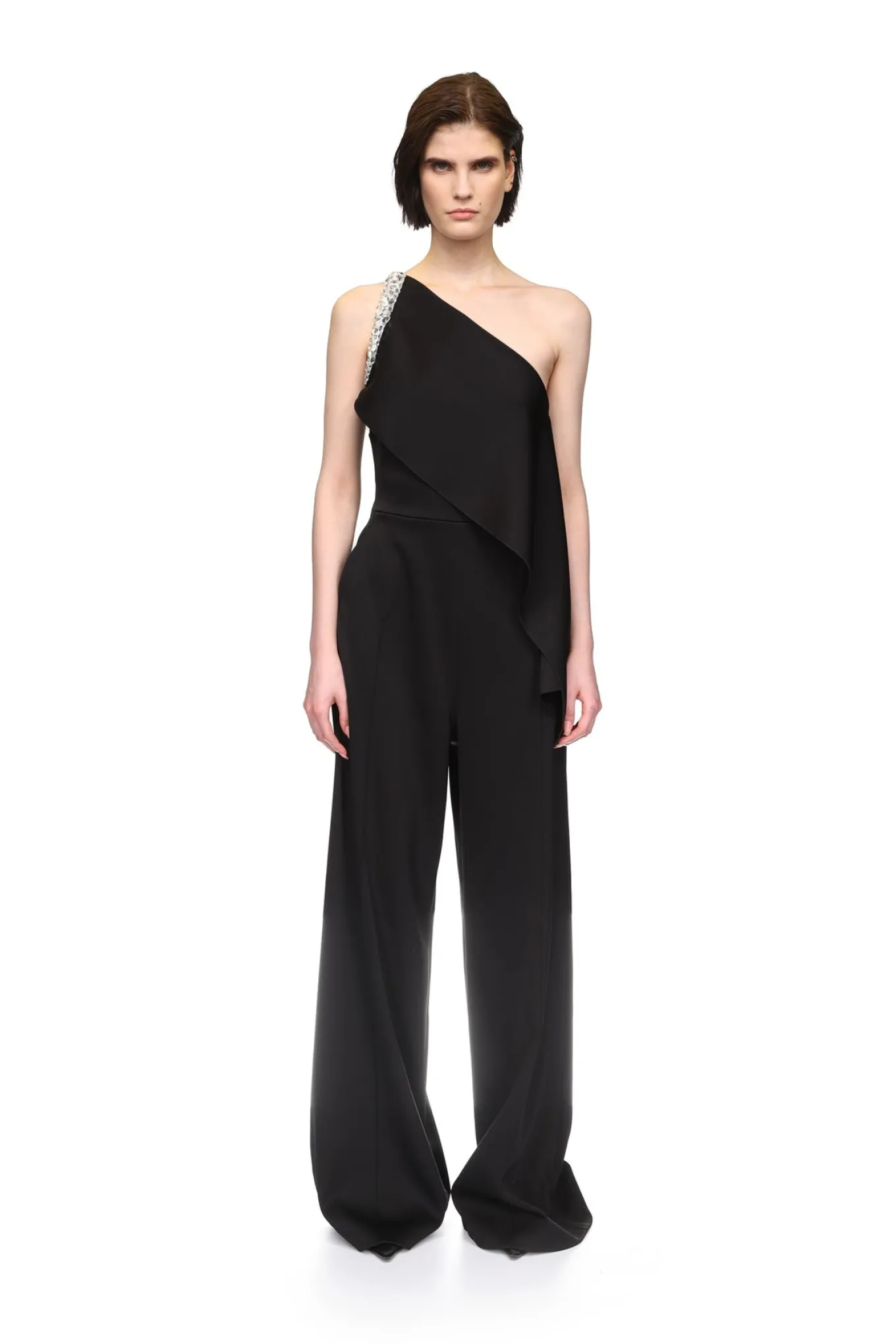 CRYSTAL CLAW EMBR DETAIL DRAPED JUMPSUIT